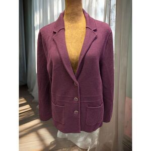 Office Career Work Preppy Merino Wool Natural Fibers Talbots Burgundy Blazer